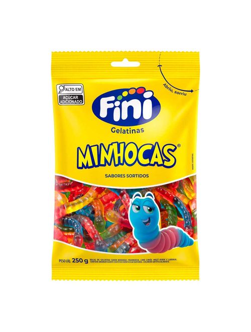 Bala de Gelatina Minhocas Brilho 250g - Fini