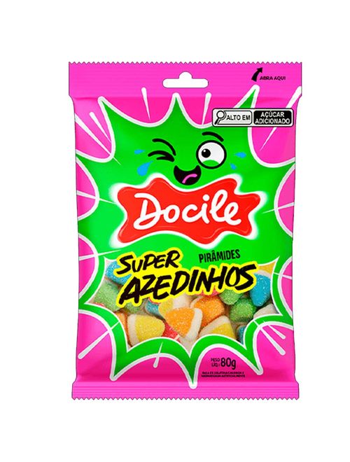 Bala de Goma Super Azedinhos Pirâmides 80g - Docile
