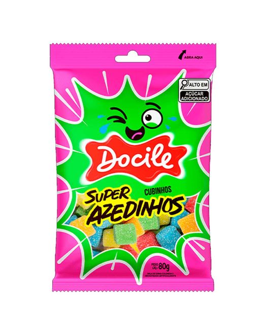 Bala de Goma Super Azedinhos Cubinhos 80g - Docile