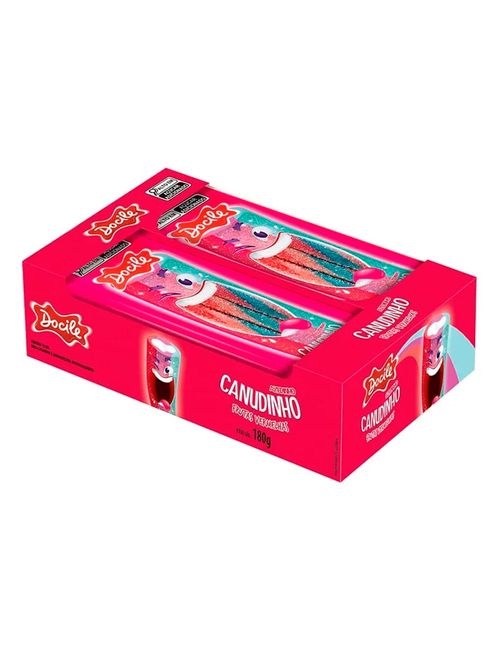 Canudinho Bala de Gelatina Frutas Vermelhas Azedinho 15g c/12 - Docile