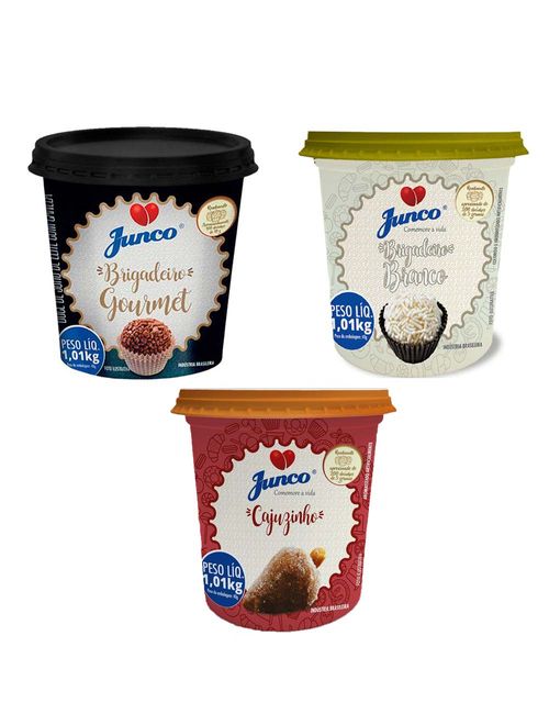 Kit Junco Pronto - Brigadeiro Gourmet, Brig Branco e Cajuzinho 1,01Kg - Junco