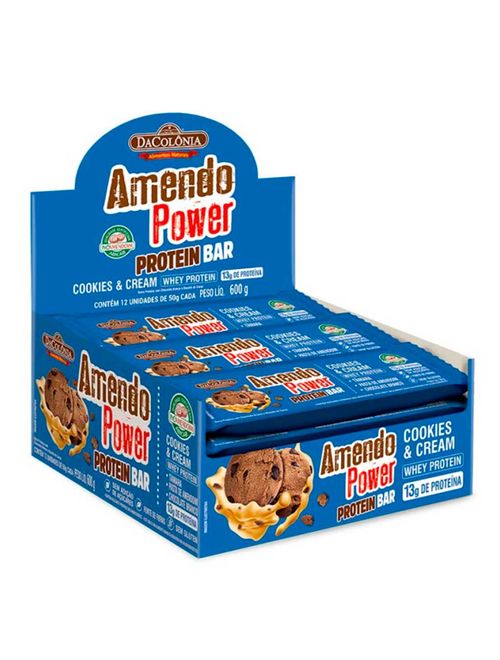 Barra de Proteína Amendo Power Cookies & Cream c/12 - DaColônia