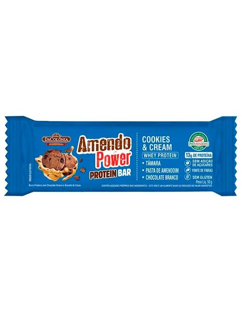 Barra de Proteína Amendo Power Cookies & Cream c/12 - DaColônia