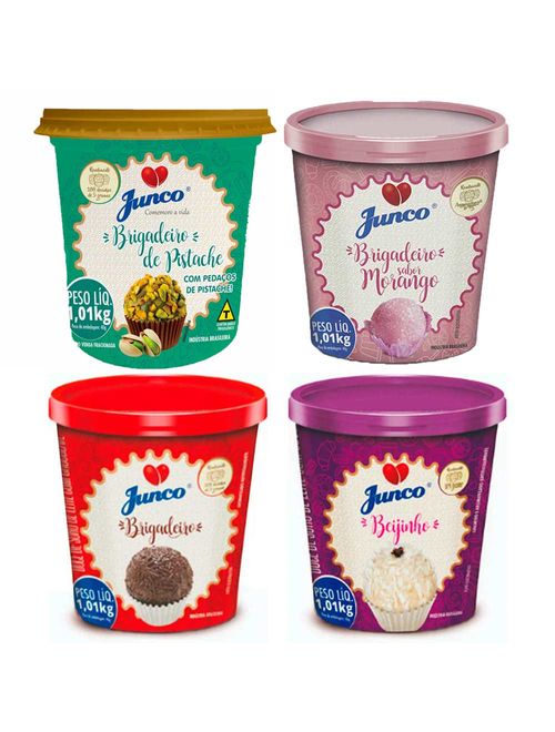 Kit Junco Pronto - Brigadeiro, Beijinho, Morango e Pistache 1,01Kg - Junco
