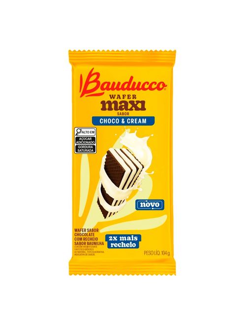 Biscoito Wafer Recheado Maxi Choco & Cream 104g - Bauducco