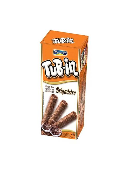 Tubinho de Wafer Tub In Recheio Brigadeiro 48g - Montevérgine