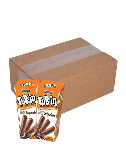 Tubinho de Wafer Tub In Recheio Brigadeiro 48g c/24 - Montevérgine