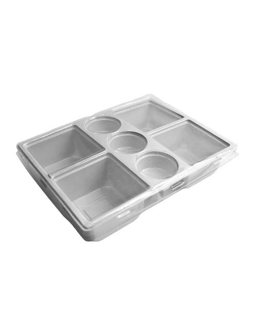 Caixa para Fondue Pequena PVC Branco com divisória e Tampa Transparente -Yinpack