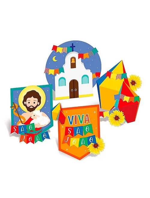 Festa Junina Noite de São João Decoração de Mesa c/4 - Cromus