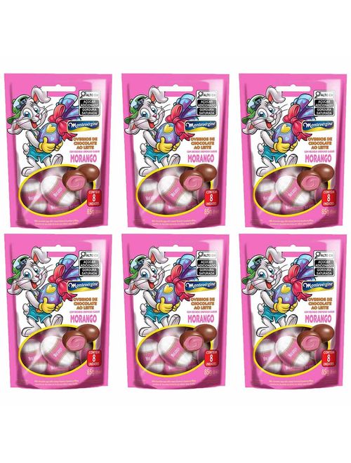 Kit Ovinhos de Chocolate Recheio Morango 85g c/6 - Montevérgine