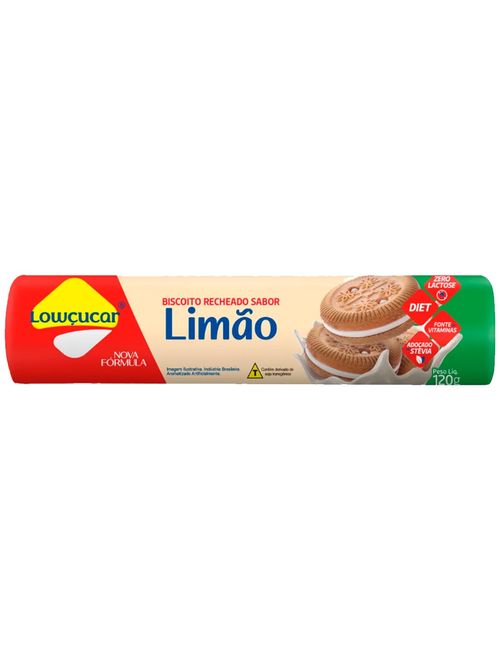 Biscoito Recheado Diet Limão 120g - Lowçúcar