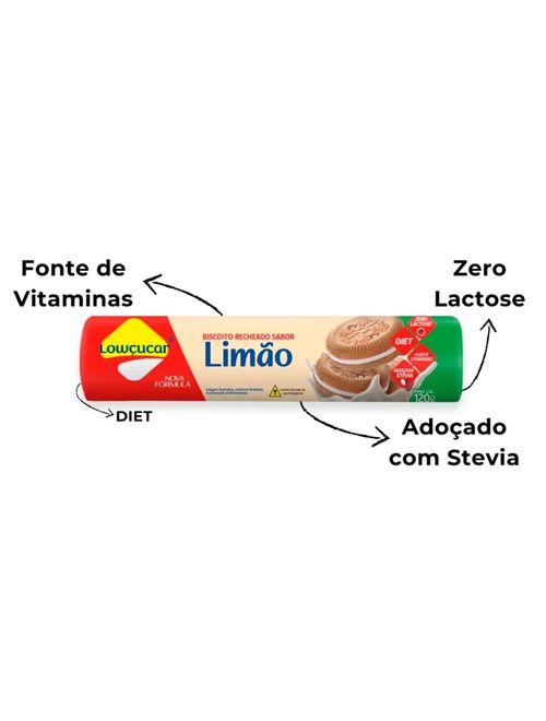 Biscoito Recheado Diet Limão 120g - Lowçúcar