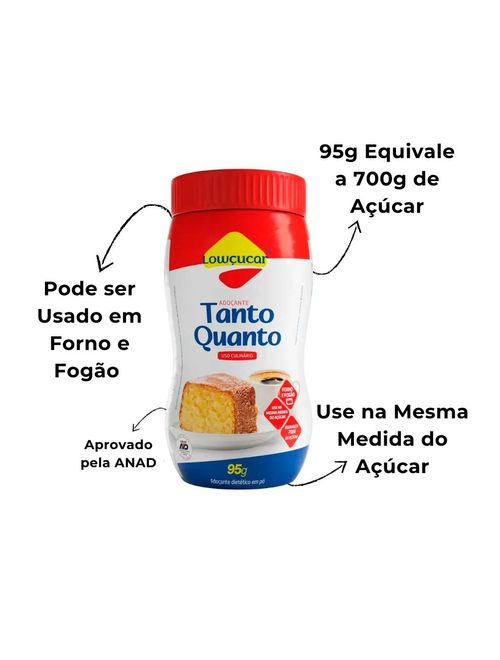 Adoçante Culinário Em Pó Tanto Quanto Forno e Fogão 95g - Lowçúcar