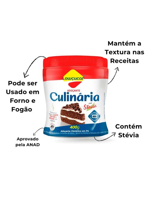 Adoçante Culinária Em Pó Stevia 400g - Lowçúcar