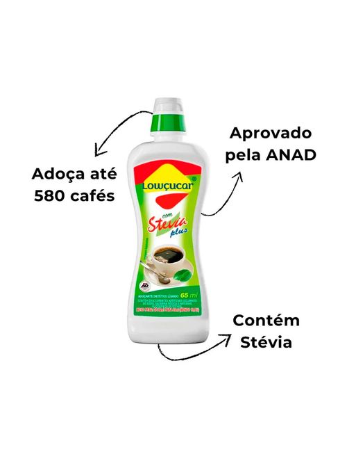 Adoçante Líquido Plus com Stevia 65ml - Lowçúcar
