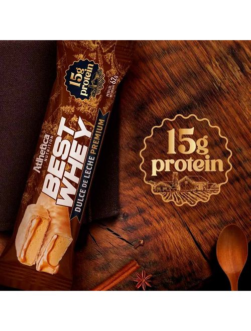Best Whey Barra de Proteina Dulce de Leche Premium 62g - Atlhetica Nutrition