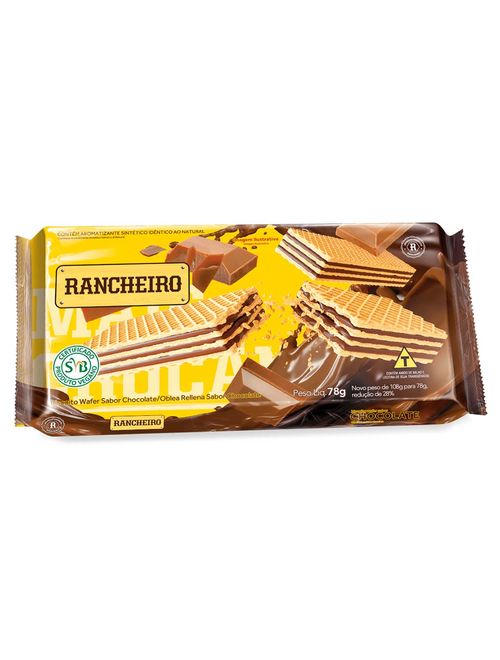 Biscoito Wafer Recheado Chocolate 78g - Rancheiro