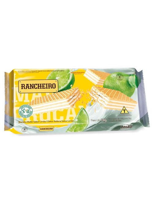 Biscoito Wafer Recheado Limão 78g - Rancheiro