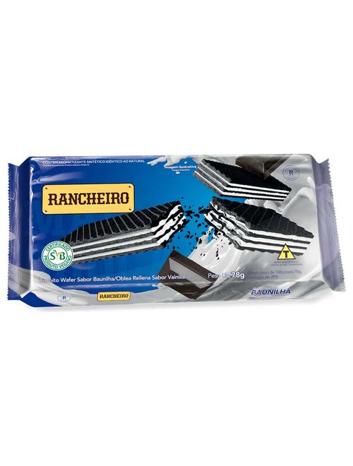 Biscoito Wafer Recheado Baunilha 78g - Rancheiro