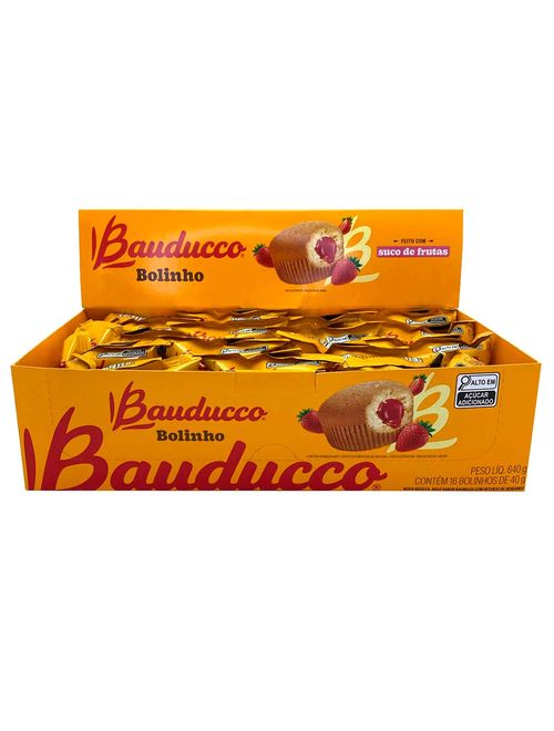 Bolinho Baunilha Recheio Morango 40g c/16 - Bauducco