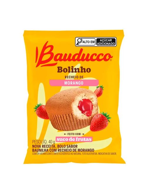 Bolinho Baunilha Recheio Morango 40g c/16 - Bauducco