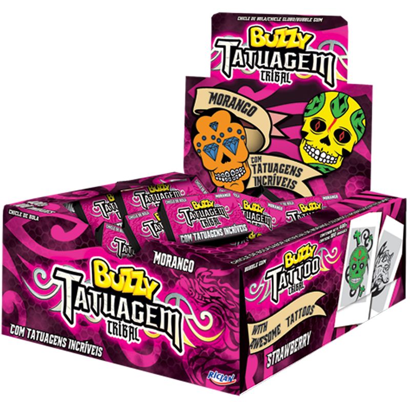 Chiclete-Buzzy-Tatuagem-Tribal-Morango-c-90---Riclan
