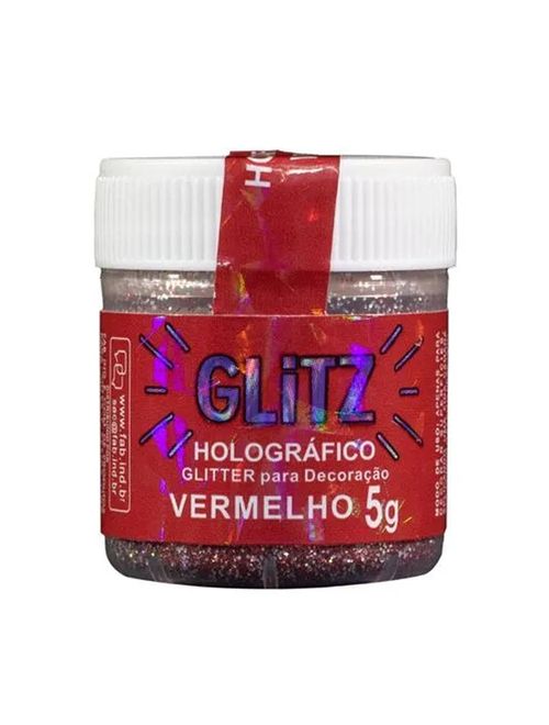Gliter para Decoração Holográfico 5g Vermelho - Fab!