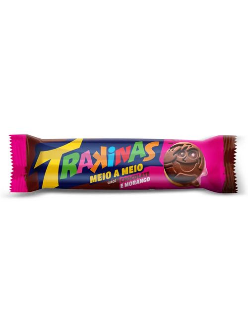 Biscoito Recheado Trakinas Meio a Meio Chocolate e Morango 126g - Nabisco