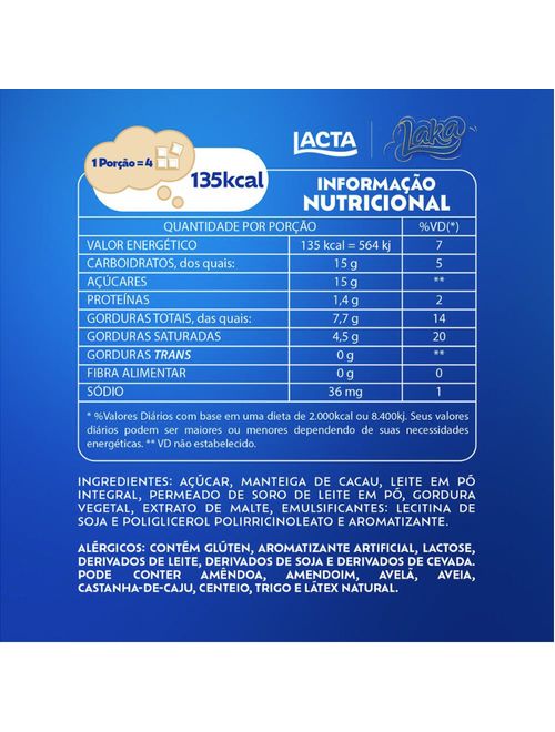 Tablete de Chocolate Laka 80g - Lacta