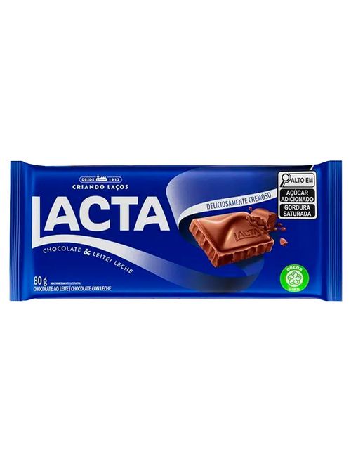 Tablete de Chocolate Ao Leite 80g - Lacta