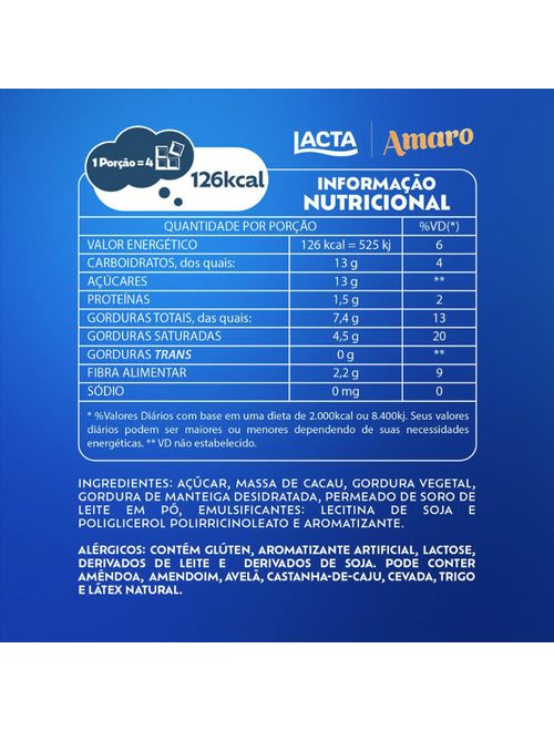 Tablete de Chocolate Meio Amargo Amaro 80g - Lacta