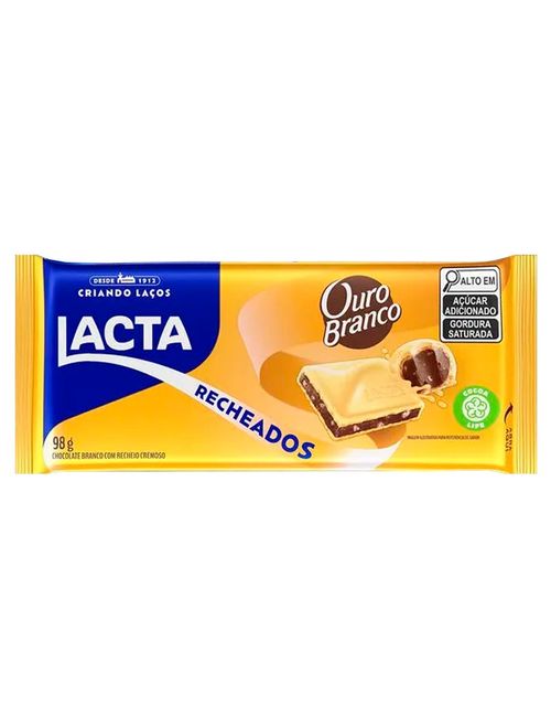 Tablete de Chocolate Ouro Branco Recheado 98g - Lacta