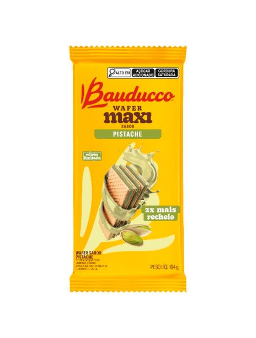 Biscoito Wafer Recheado Maxi Pistache 104g - Bauducco