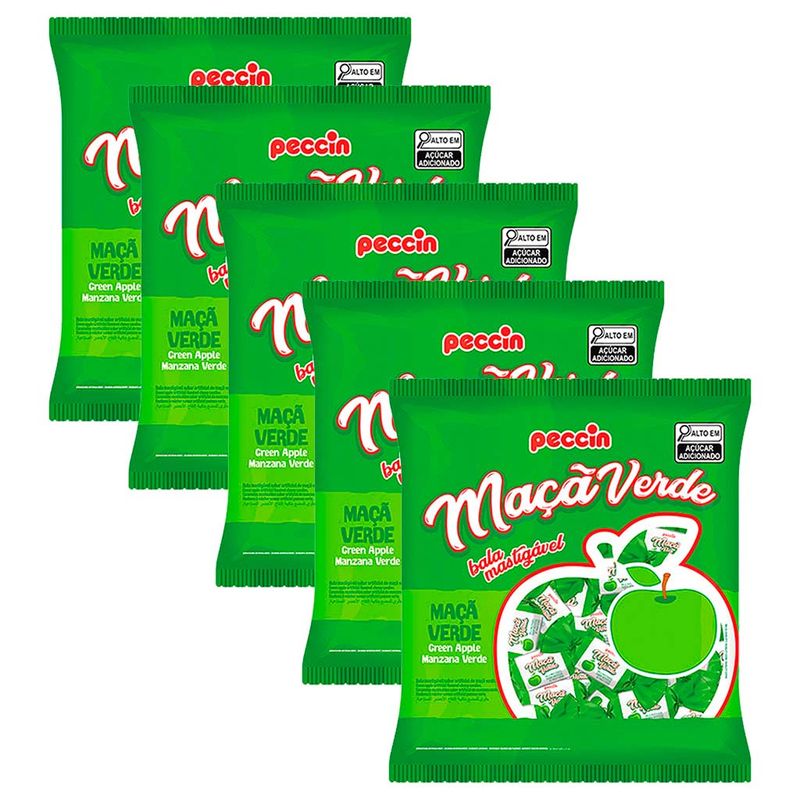 Kit-5-Balas-Mastigaveis-Maca-Verde-400g---Peccin
