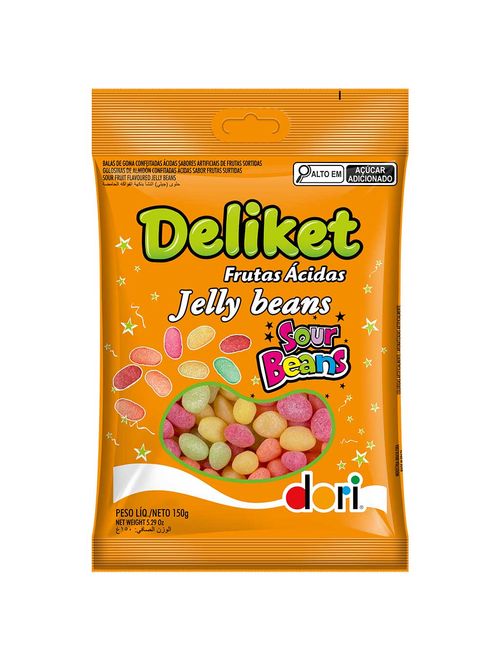 Bala de Goma Confeitada Deliket Jelly Beans Frutas Sortidas Ácidas 150g - Dori
