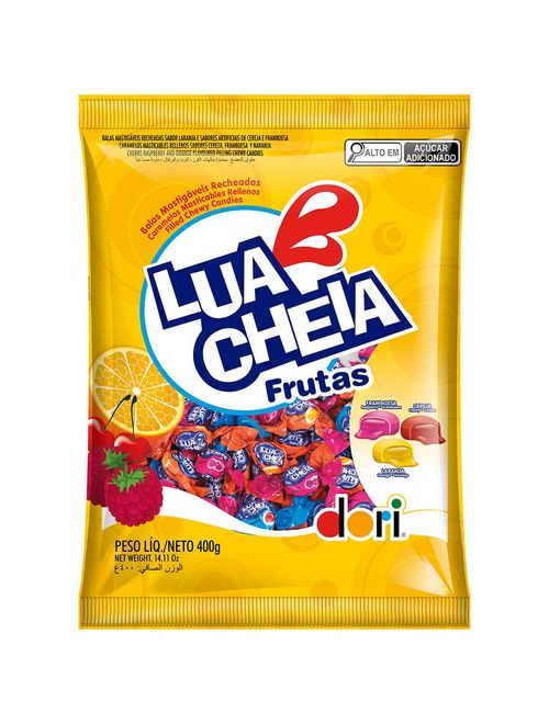 Bala Mastigável Recheada Lua Cheia Frutas 400g - Dori