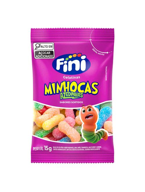 Mini Bala de Gelatina Minhoca Cítrica 15g c/12 - Fini