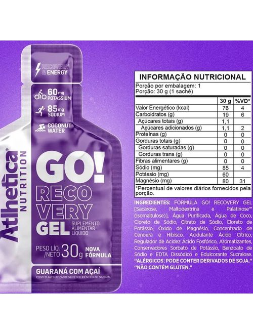 Suplemento Alimentar Go Recovery Guaraná com Açai 30g - Atlhetica Nutrition