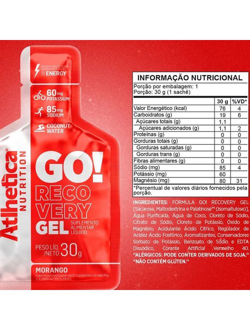 Suplemento Alimentar Go Recovery Morango 30g - Atlhetica Nutrition