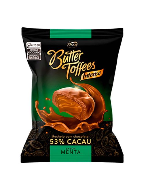 Bala Butter Toffees Intense 53% Cacau Menta 90g - Arcor