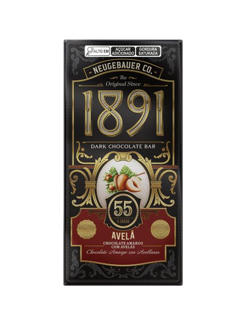 Tablete de Chocolate 1891 Amargo com Avelãs 55% Cacau 90g - Neugebauer