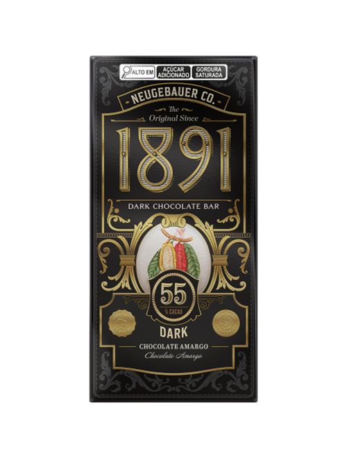 Tablete de Chocolate 1891 Amargo 55% Cacau 90g - Neugebauer