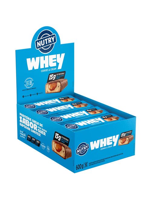 Barra de Proteína Nutry Whey Cookies & Cream c/12 - Nutrimental