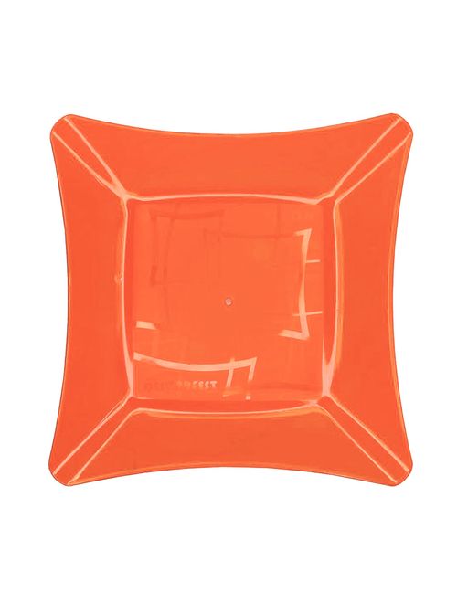 Prato Quadrado Sobremesa Acrílico Laranja 16cm c/10 - Descarfest