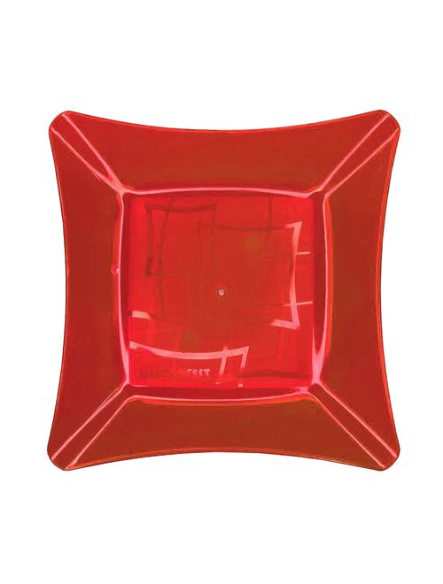 Prato Quadrado Sobremesa Acrílico Vermelho 16cm c/10 - Descarfest