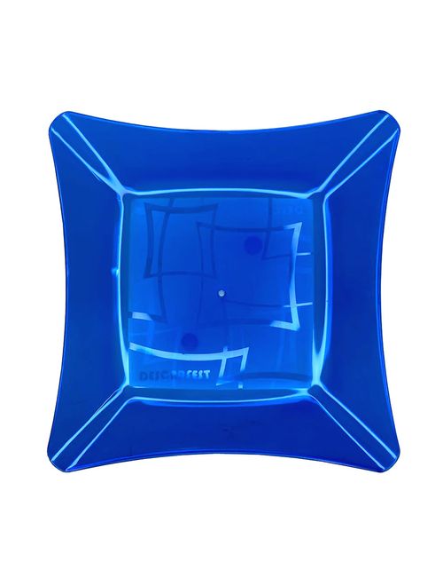 Prato Quadrado Refeição Acrílico Azul 21cm c/10 - Descarfest