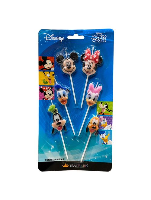 Velas Aniversário Turma Mickey c/6 - Silver Festas