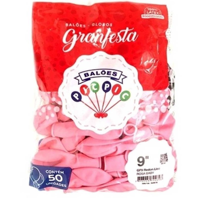 Balao-GranFesta-Redondo-Tamanho-9-Rosa-Bebe-c-50---Pic-Pic