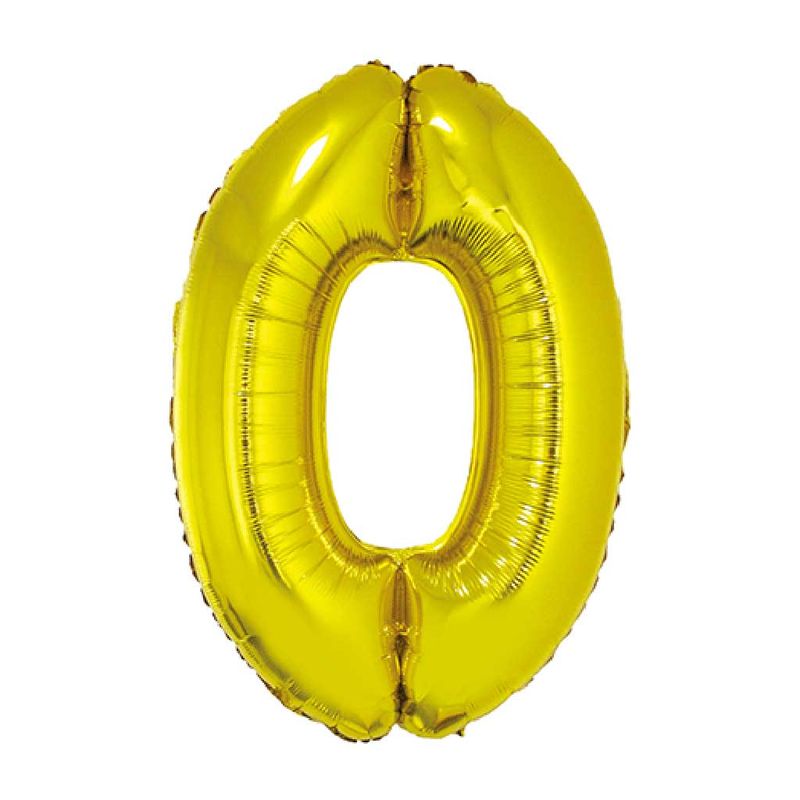Balao-Metalizado-Ouro-80cm-Numero-0---Silver-Festas