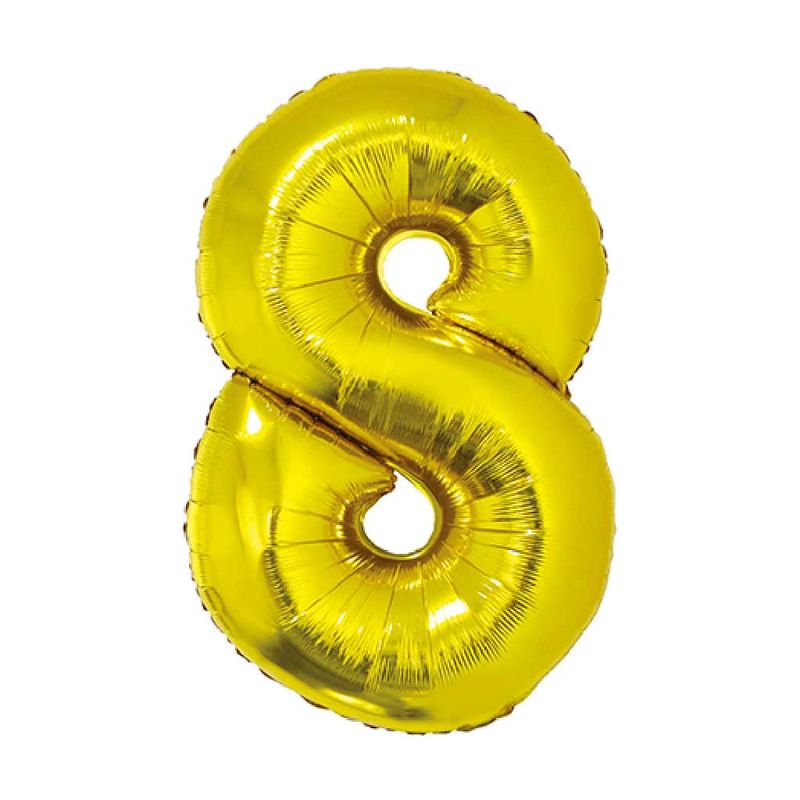 Balao-Metalizado-Ouro-80cm-Numero-8---Silver-Festas